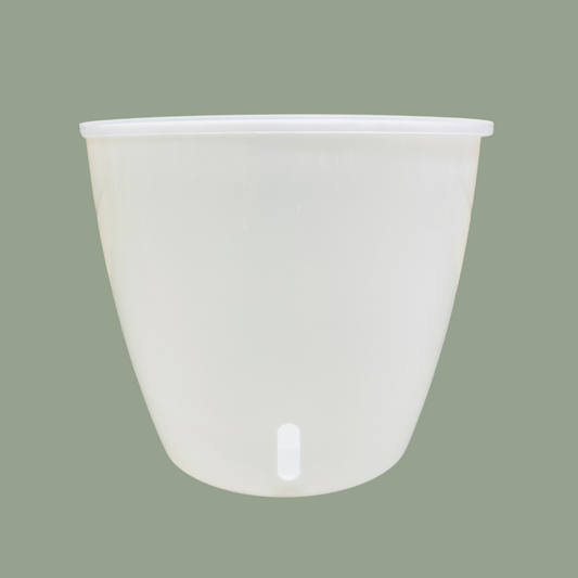 White 7 Inch Self Watering Pot for Semi-Hydro