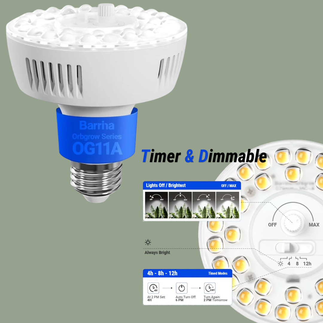 Grow Light Bulb Barrina 5000K W - Timer & Dimmable OG11A 1 Pack